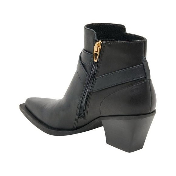Dolce Vita Black Leather Ankle Boots with Gold Buckles - Picture 3 of 7